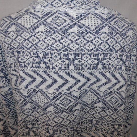 CHAPS womens 2XL White Navy Blue Aztec south west Cowl Neck Pullover Sweater - Picture 8 of 9